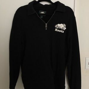 Black quarter zip Roots sweater